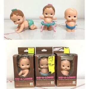 Vintage 1977 Tomy "Kid-a-Longs" Wind-up Dolls - Complete Set of 3